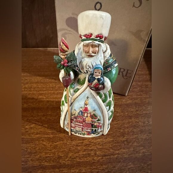 Stunning Jim Shore Russian Santa Figurine with Green and White Accents - Picture 1 of 6